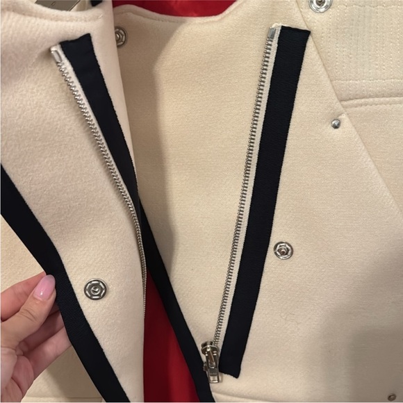 ✨ NWT H&M Asymmetrical Cream Moto Jacket | Red Lining | Size 4 - Picture 5 of 6